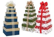 metal tower to display nested boxes|how to stack gift towers.